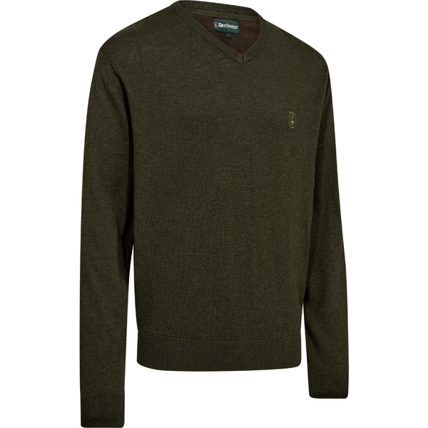 Pulover Deerhunter Harrington V-neck Knit Forest Ember Melange